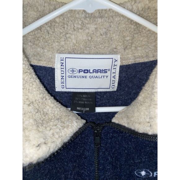 Polaris Mens Medium 1/4 Zip Navy Long Sleeve Pullover Fleece Sweatshirt EUC - Picture 3 of 5